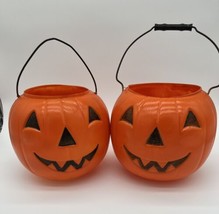 USA Blow Mold Halloween Pumpkin Pail Bucket General Foam Painted Orange - $9.50