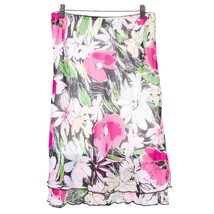 Briggs Womens Skirt PS Petite Floral Pink Black White Modest Long Layered Ruffle - £13.13 GBP