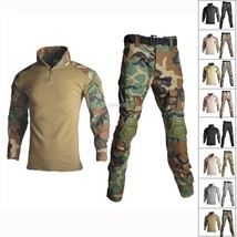 Pantalones Codo Rodilleras Uniforme Woodland Camuflaje Ejército Traje Táctico - £78.54 GBP