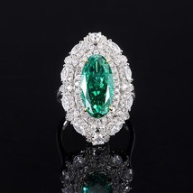 100% 925 Sterling Silver8*16 Oval emerald Ring high carbon diamond   Rings For W - £84.67 GBP