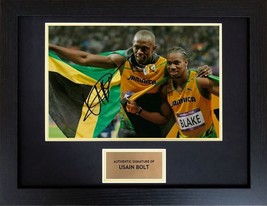 Usain Bolt Athletics 100m Olympics Framed Signed Autograph Photo COA - $175.35