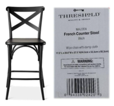 French Counter Stool Black 17.5&quot; L x 20.6&quot; W x 37.5&quot; H THRESHOLD Malden - $2,186.13 MXN