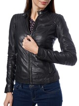 Women Leather Jacket Slim fit Biker Motorcycle Genuine Lambskin Jacket WJ033 - £81.09 GBP+