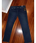 TRUE RELIGION MENS ROCCO RELAXED SKINNY LEG DENIM FLAP BLUE JEANS 38X32 ... - €51,16 EUR