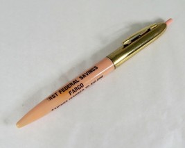 Vintage Advertising Ballpoint Pen Pink &amp; Gold First Federal Savings Farg... - £7.59 GBP
