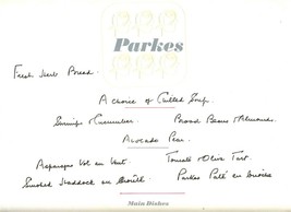 Parkes Six Roses Restaurant Hand Written Dinner  Menu - £30.46 GBP