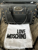 Love Moschino Borsa PU Nero Black Satchel Shoulder Strap Gold Detail New... - $189.99