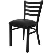 Black Metal Dining Chair with Slatted Back and Vinyl Seat - $146.99
