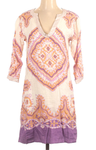 J Crew 0 Bazaar Tunic Shift Dress Geometric Boho V-Neck Lined Coral Pink... - £19.75 GBP