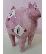 Vintage Hand Painted Pink Long-Legged Unusual Ceramic Kitty Cat Bank - £11.85 GBP