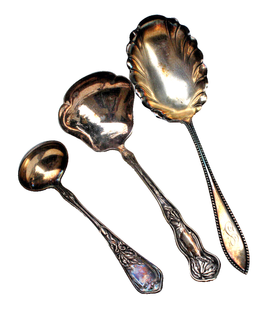 3 LOT VTG SILVER PLATED LADLES 1847 ROGERS BROS A1 1895 VESTA, 1903 ORCHID A1 - $16.00