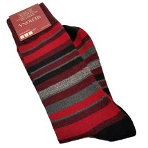 Merona Men&#39;s Striped Dress Socks Red Multi Stripe One Size - £6.39 GBP