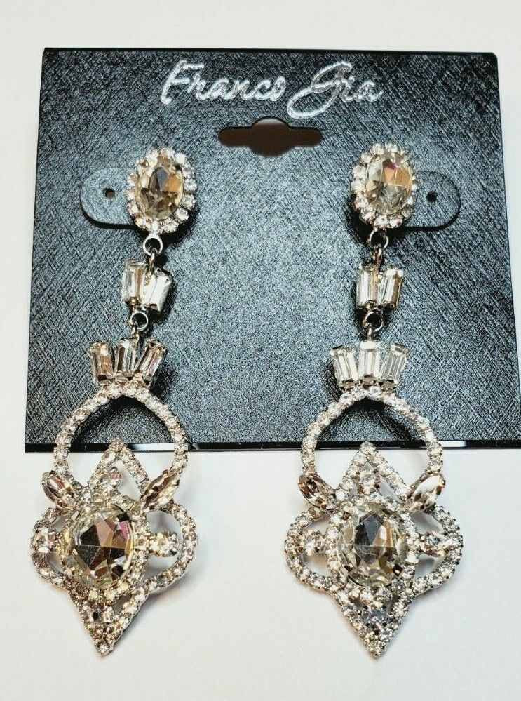 Franco Gia Silver Plated Earrings Special Occasion Dangle C Z's  Stud #17 - $24.02