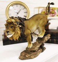 Ebros Lion King of The Jungle Running Down A Sloping Rock Statue 11.25&quot; ... - $50.75 CAD