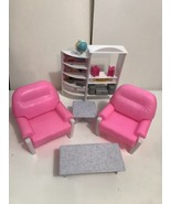 Lot Barbie Doll House Furniture Living Room Chairs Tables entertainment ... - £21.34 GBP