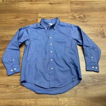 Lands End Boys Solid Blue Chambray Button Up Long Sleeve Shirt Size 8 Me... - $21.78