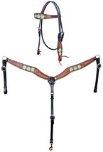 Horse Horse Western Floral Tooled Hand-Painted Bridle &amp; Breast Collar Ta... - $89.09