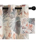 Mysky Home Floral Curtains 84 Inches Long Printed Insulated Grommet Linen - £36.15 GBP