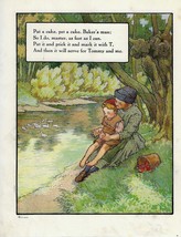 Antique Pat A Cake Mother Goose Rhyme Art Print 1915 Dual Sided 8 x 10.5 - £24.41 GBP