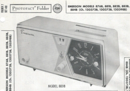1958 EMERSON 883B Tube CLOCK AM RADIO Photofact SERVICE MANUAL 876B 881B... - $9.89