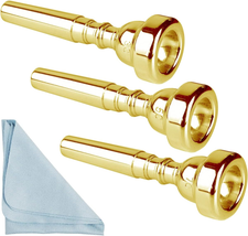 Gold Trumpet Mouthpiece 7C 5C 3C Trumpet Mouthpiece Set with Box Cleaning Cloth  - £22.58 GBP