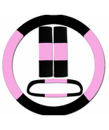 Steering wheel cover, seat belt covers &amp; rear view mirror cover black-li... - $25.41 CAD