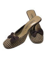 Sam & Libby Ginarr Vintage Houndstooth Heels Leather Bows Brown Beige 9M Women