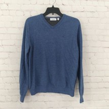 Calvin Klein Sweater Mens XL Blue Long Sleeve Italian Merino Crew Neck P... - $24.98
