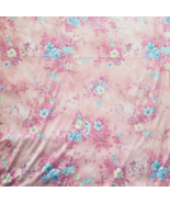 Lightweight Polyester Knit Fabric Blue Floral Pink Background 58&quot; w x 2 ... - £7.00 GBP