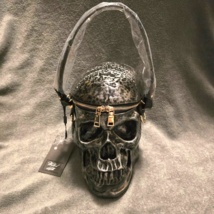 Wicked Silk Goth Emo Punk Large Silver Skull Handbag - $79.99