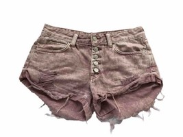 We the free size 26 Button Fly pink Jean shorts, frayed hem destroyed - £21.99 GBP