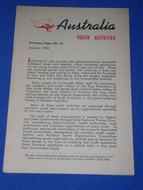 Australia Vintage Pamphlet Booklet Brochure Jan 1958 Youth Activities - £11.28 GBP