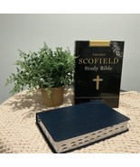 KJV Old Scofield Study Bible Navy Leather 1917 notes Red letter Thumb-In... - £39.46 GBP