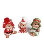 Vtg Homco Holiday Bear Figurines Santa Ms Calus &amp; Elf Christmas Decor 4&quot; - $183.56 MXN