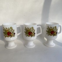 Vtg Set Of 3 Milk Glass Vegetable Decor Coffee Cups Or Mugs /MUSHROOM /ONION - £10.11 GBP