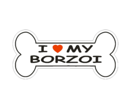 12&quot; love my borzoi dog bone bumper sticker decal usa made - £23.88 GBP