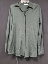 Nells Nelson Celeste Knit Shirt Green Black Forest Waist Tie 100% Cashme... - $233.71