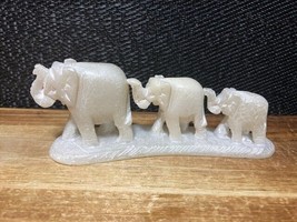 Collectible Handmade Carved Soapstone Elephant Herd approx. 4&quot; - £7.42 GBP