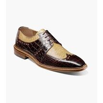 Stacy Adams Travato Wingtip Shoes Animal Print Leather Taupe Multi 25737-261 image 3