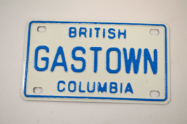 Gastown British Columbia Souvenir License Plate Miniature Bike Metal BC 1980s - £5.77 GBP