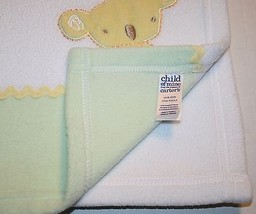 Carters Child of Mine Green White Yellow Fleece Koala Bear Cutie Baby Blanket - $10.70