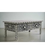 Luxurious Camel Bone inlay floral pattern with two drawer wooden coffee ... - $1,850.00