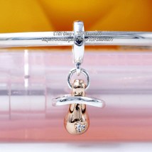 2022 Mother&#39;s Day 925 Silver &amp; 14k Rose Gold-Plated Baby Pacifier Dangle Charm  - £14.38 GBP