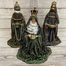 Vtg Handmade Christmas Nativity Wise Men Hand Painted Jeweled Embellished Large - £159.91 GBP