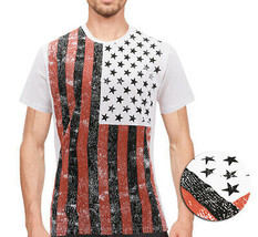 Men&#39;s USA American Flag Casual Cotton Shirt Summer Beach Patriotic T-shirt - £14.24 GBP