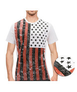 Men&#39;s USA American Flag Casual Cotton Shirt Summer Beach Patriotic T-shirt - £14.24 GBP