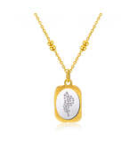 Two-Tone Delphinium Oval Pendant Necklace - $13.99