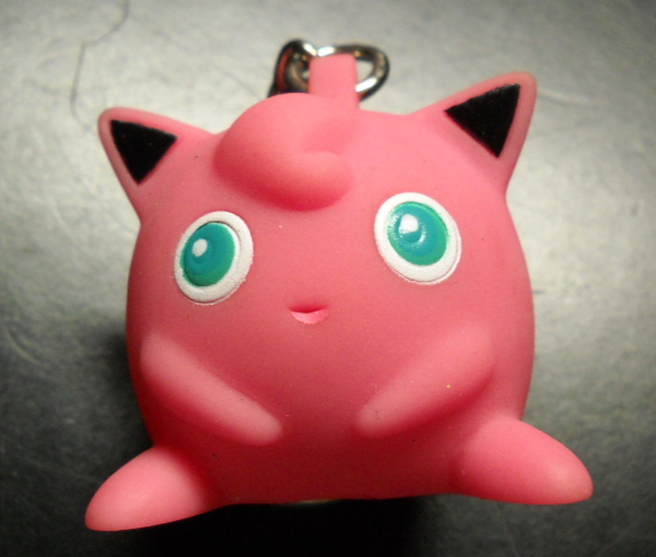 Jigglypuff Key Chain Adorable Pink Body Blue Eyed Pokémon Character Semi Spongy - $7.99