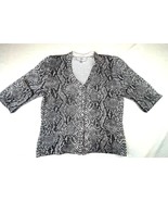 St. John Sport Sweater Womens Small Black Animal Print Cardigan Marie Gray USA - $58.71