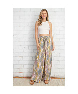 Printed Palazzo Pants   Wide Leg Pants Front Tie Detail with Lining - Sage - $46.00